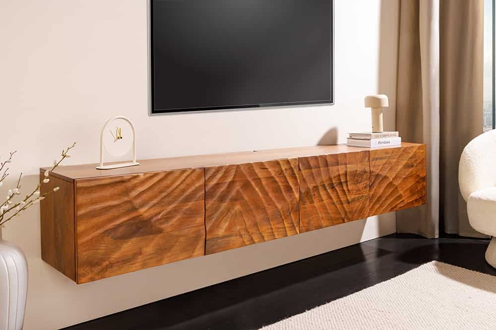 Massief tv-bord SCORPION 200 cm bruin mangohout hangend dressoir - 46646 afbeelding