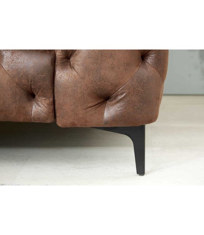 Invicta Interior Design Chesterfield Fauteuil MODERN BAROK 120cm antiek bruin microvezel met veerkern - 44399