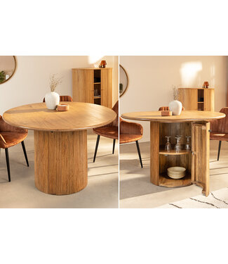 Invicta Interior Ronde eettafel TRES CHIC 120cm bruin mangohout massief hout met opbergruimte - 45994