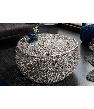 Invicta Interior Filigraan salontafel LEAF 80cm zilver metaal handgemaakt blad ontwerp - 38941