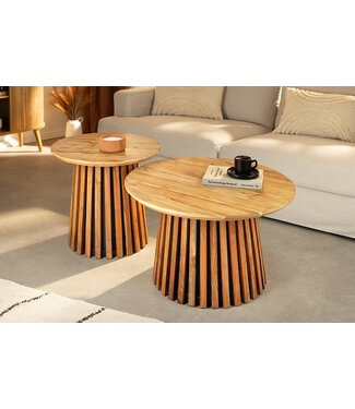 Invicta Interior Ronde set van 2 salontafels VALHALLA WOOD 70cm naturel bruin acaciahout - 45993