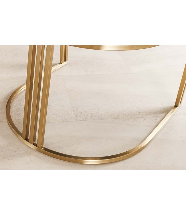 Invicta Interior Armleuningen Stoel EXTRAVAGANCIA beige chenille stof geborsteld champagne goud metaal - 45927