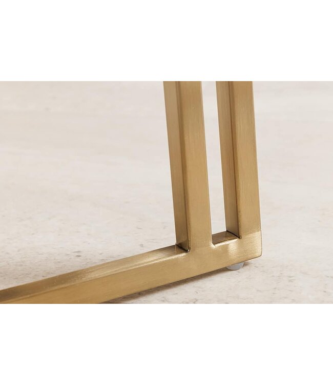 Invicta Interior Armleuningen Stoel EXTRAVAGANCIA beige chenille stof geborsteld champagne goud metaal - 45927