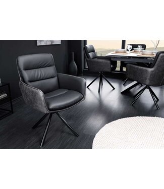 Invicta Interior Draaibare designstoel BIG GEORGE Zwart Antraciet Echt Lederen Microvezel met Armleuningen - 43636 Invicta Interior Draaibare designstoel BIG GEORGE Zwart Antraciet Echt Lederen Microvezel met Armleuningen - 43636