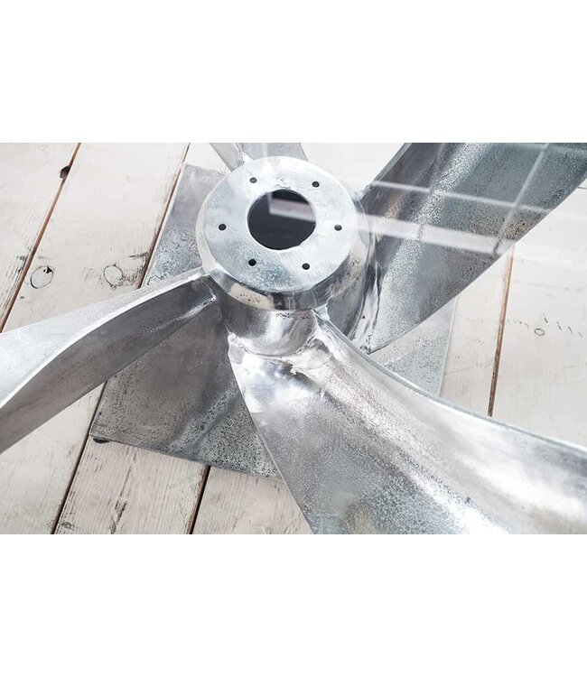 Invicta Interior Maritieme salontafel OCEAN L 85cm Zilver Antieke Scheepsschroef met Glazen Blad - 36469