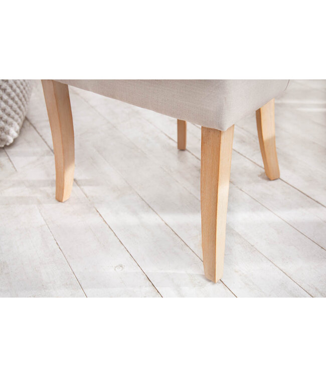 Invicta Interior Elegante stoel CASTLE beige linnen stof landelijke stijl met comfort handvat - 40467