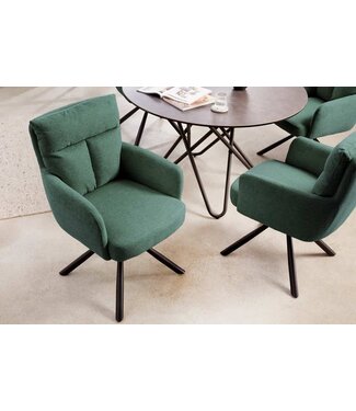 Invicta Interior Draaibare retro stoel BIG GEORGE groen met armleuningen en Bonnell veerkern bekleding - 42084 Invicta Interior Draaibare retro stoel BIG GEORGE groen met armleuningen en Bonnell veerkern bekleding - 42084