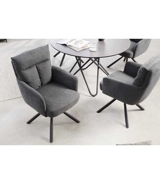 Invicta Interior Draaibare retro stoel BIG GEORGE grijs met armleuningen en Bonnell veerbekleding - 42082 Invicta Interior Draaibare retro stoel BIG GEORGE grijs met armleuningen en Bonnell veerbekleding - 42082