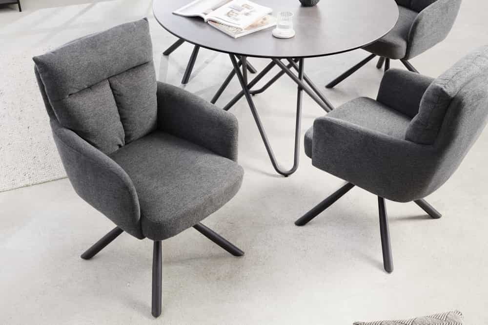 Draaibare retro stoel BIG GEORGE grijs met armleuningen en Bonnell veerbekleding - 42082 afbeelding