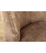Invicta Interior Chesterfield Stoel CASTLE DELUXE beige fluweel met leeuwenkop studs - 45734
