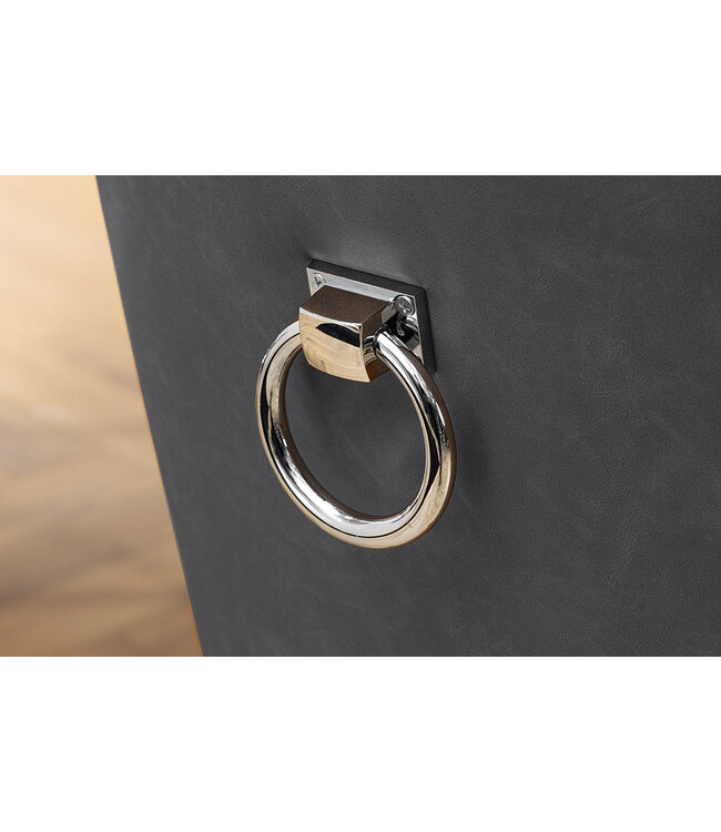 Invicta Interior Chesterfield Stoel CASTLE Zwart Kunstleer Massief Hout met Comfort Handvat - 44585