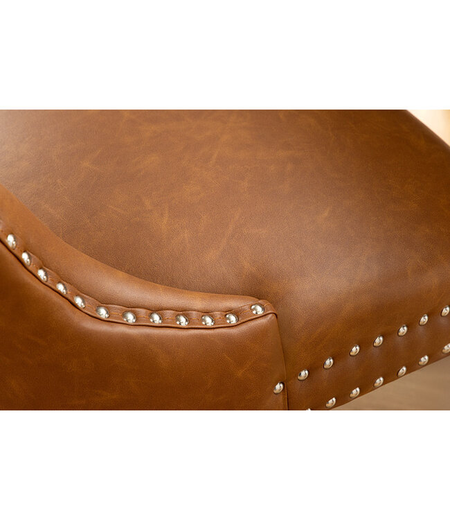 Invicta Interior Chesterfield Stoel CASTLE Bruin Kunstleer Zwart Massief Hout met Comfort Handvat - 44586