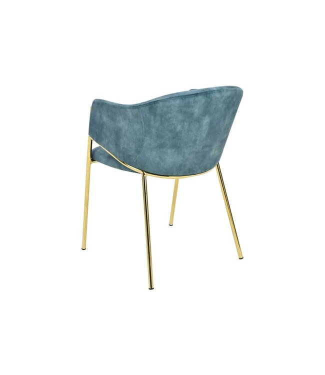 Invicta Interior Design Stoel NOBLESSE petrol fluweel goud verchroomd metalen frame - 47581