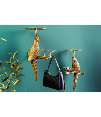 Invicta Interior Set van 2 wandkapstok WILDLIFE BIRDS 45cm goud Metaal Hammerschlag Design handgemaakt - 44881