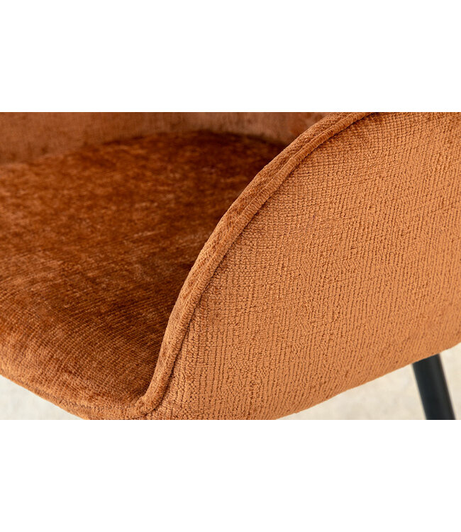 Invicta Interior Draaibare Retro Stoel AVIGNON Roestbruin Chenille Zwart Metalen Poten - 46471