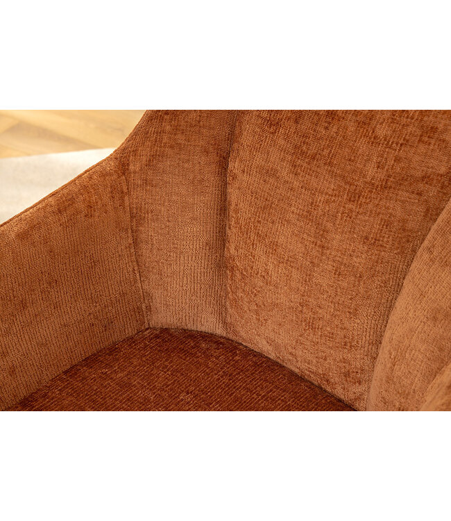 Invicta Interior Draaibare Retro Stoel AVIGNON Roestbruin Chenille Zwart Metalen Poten - 46471