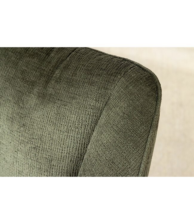 Invicta Interior Draaibare retro stoel AVIGNON Groen Chenille Zwart Metalen poten - 46472