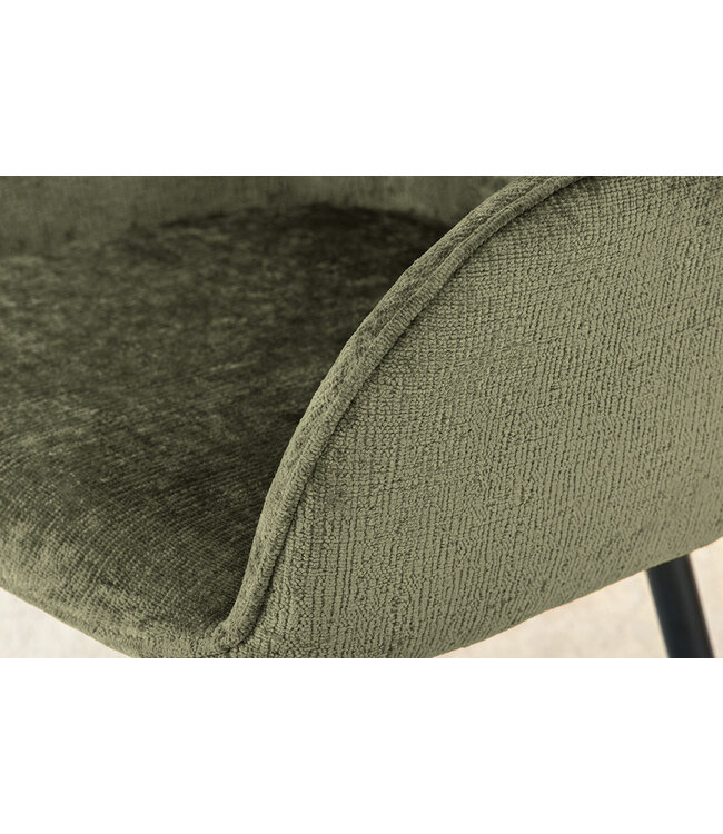 Invicta Interior Draaibare retro stoel AVIGNON Groen Chenille Zwart Metalen poten - 46472