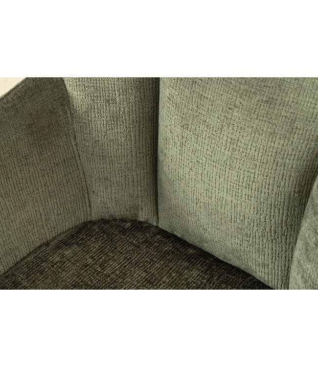 Invicta Interior Draaibare retro stoel AVIGNON Groen Chenille Zwart Metalen poten - 46472