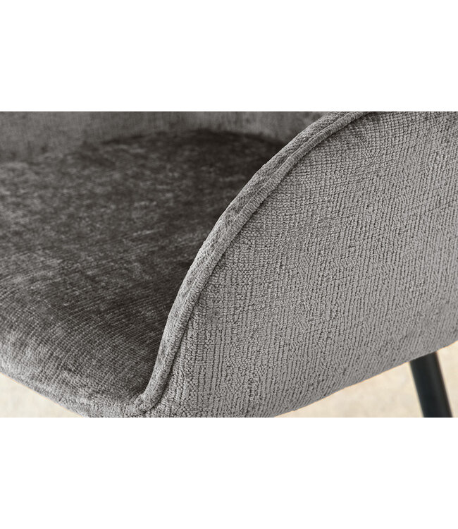 Invicta Interior Draaibare Retro Stoel AVIGNON Grijs Chenille Zwart Metalen Poten - 46469