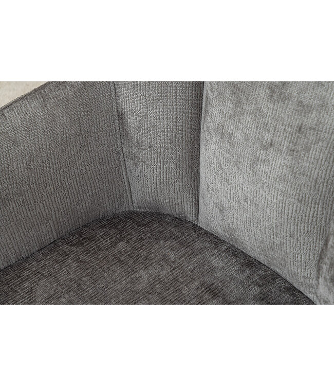 Invicta Interior Draaibare Retro Stoel AVIGNON Grijs Chenille Zwart Metalen Poten - 46469