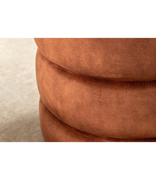 Invicta Interior Ronde poef VOGUE 50cm roestbruin fluwelen poef met opbergruimte - 46694