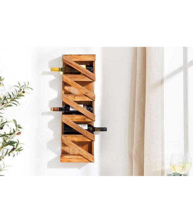 Invicta Interior Massief wijnrek MAKASSAR 80 cm gerecycled teakhout voor 5 flessen Wandrek - 45069