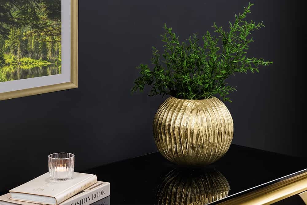 Moderne vaas ELEGANCE 25cm goud antiek gehamerd design - 44840 afbeelding