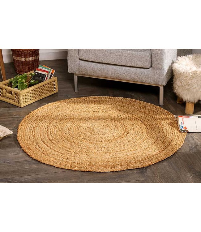 Invicta Interior Rond vloerkleed PURE NATURE 120cm Jute handgeweven platgeweven - 44433