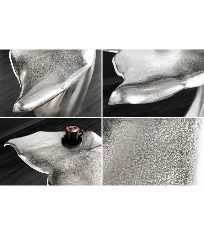 Invicta Interior Design Bijzettafel WILDLIFE Whale Fin 60cm zilver metaal handgemaakt - 44842