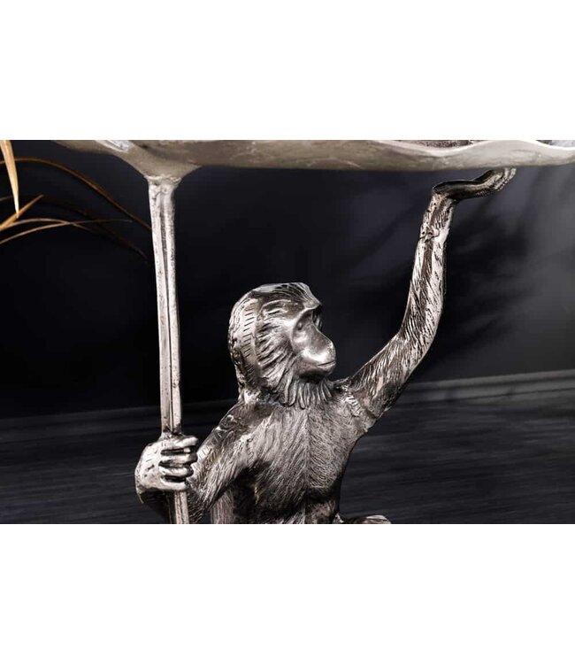 Invicta Interior Design Bijzettafel WILDLIFE MONKEY 60cm Zilver Metaal Handgemaakt - 44836