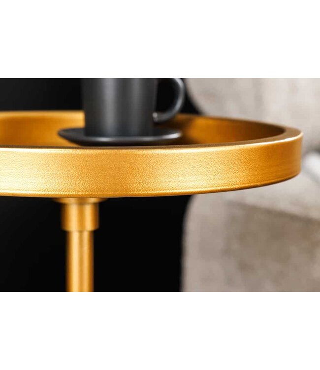 Invicta Interior Ronde bijzettafel TRAYFUL 60cm goud ijzer wit marmeren voet handgemaakt - 44849