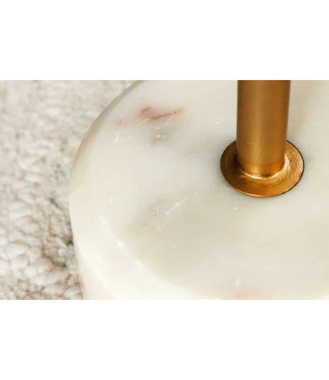 Invicta Interior Ronde bijzettafel TRAYFUL 60cm goud ijzer wit marmeren voet handgemaakt - 44849