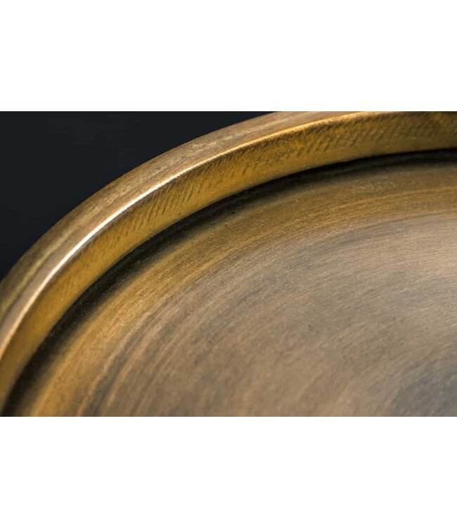 Invicta Interior Handgemaakte Bijzettafel TRAYFUL 60cm Antiek Messing Natuurlijk IJzeren Marmeren Voet - 44847