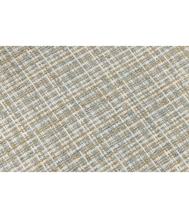 Invicta Interior Design Stoel LYON Blauw Geruite Bouclé Zwart Metalen Poten - 44959