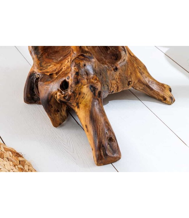 Invicta Interior Massief houten bijzettafel ROOT 40cm naturel teakhout gemaakt van wortelhout in paaldesign - 44713