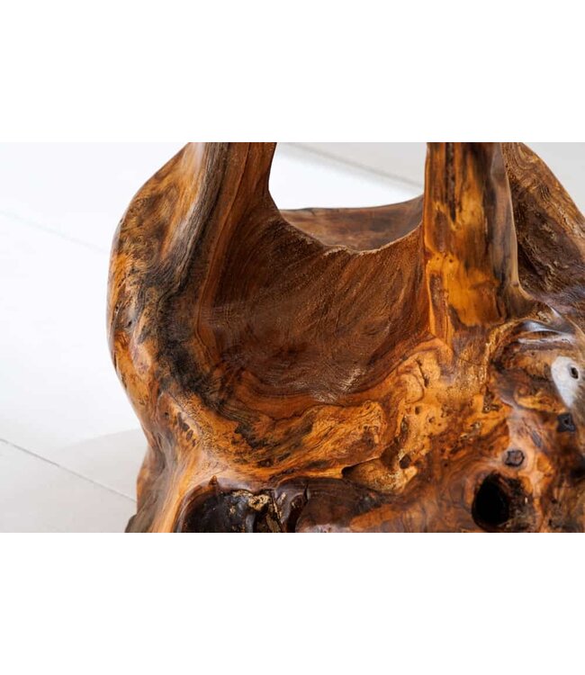 Invicta Interior Massief houten bijzettafel ROOT 40cm naturel teakhout gemaakt van wortelhout in paaldesign - 44713