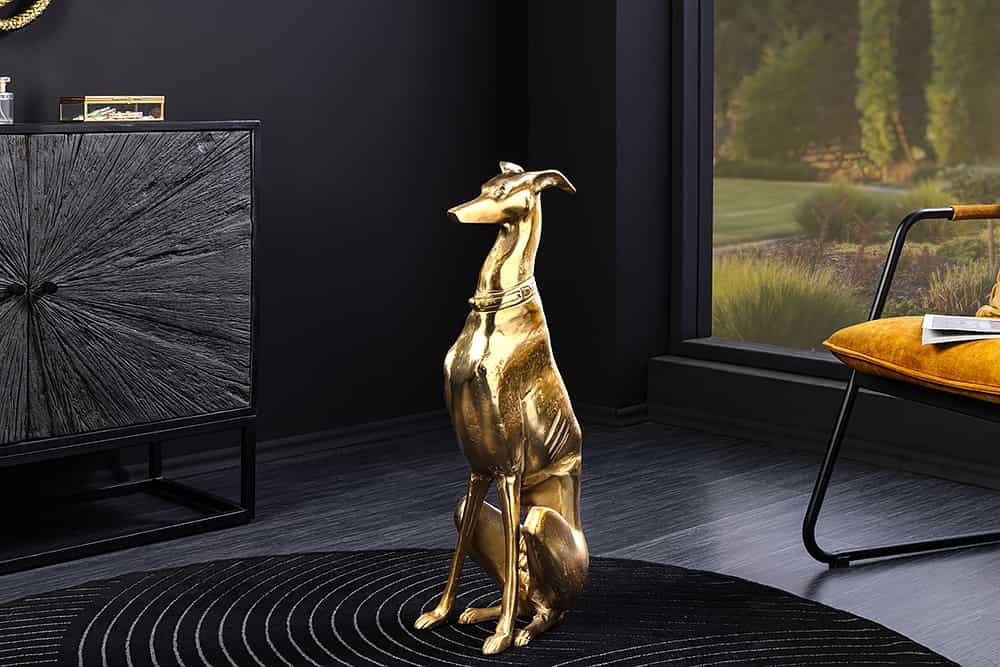 Design Sculptuur GREYHOUND 70cm goud metaal aluminium greyhound beeldje - 45170 afbeelding