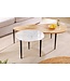 Invicta Interior Set van 2 salontafels ADLON 110 cm naturel wit acaciahout marmer zwart metaal - 45187