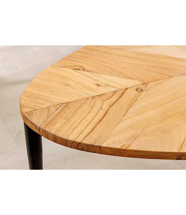 Invicta Interior Set van 2 salontafels ADLON 110 cm naturel wit acaciahout marmer zwart metaal - 45187