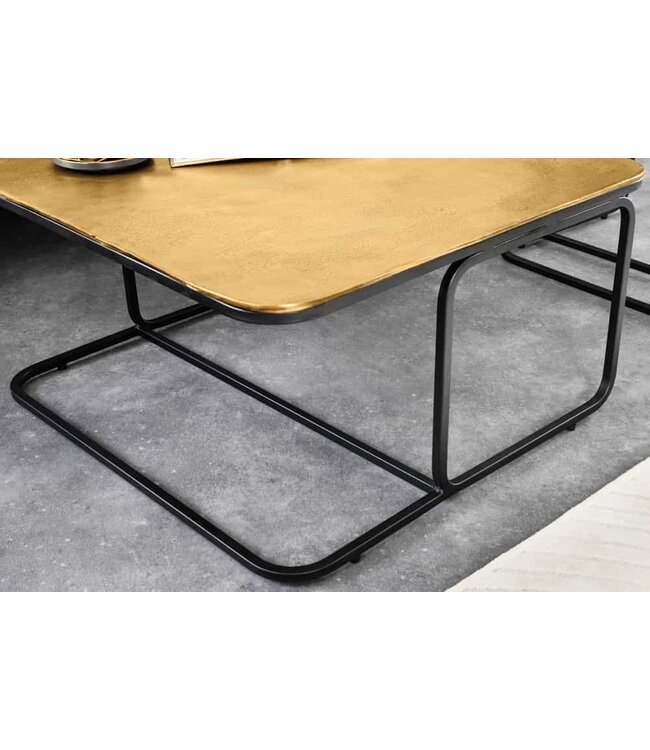 Invicta Interior Set van 2 salontafel ABSTRACT 60cm goud zilver zwart metaal handgemaakt - 43515