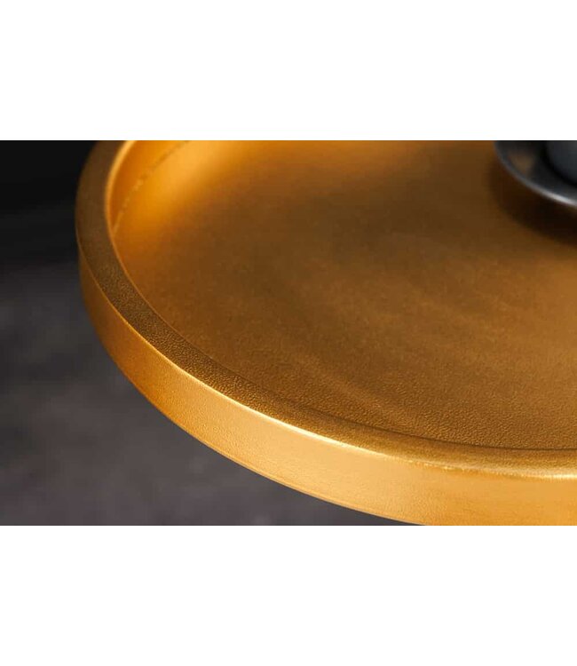 Invicta Interior Ronde bijzettafel TRAYFUL 60cm goud ijzer zwart marmeren voet handgemaakt - 44850