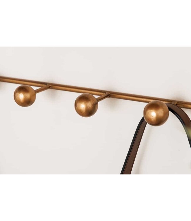 Invicta Interior Decoratieve wandkapstok HERITAGE 80 cm naturel goud messing grenen metaal met plank  - 44479