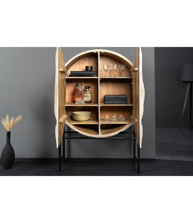 Invicta Interior Massief Highboard LION 140cm Wit Mango Hout Metaal 3D Houtsnijwerk Kunstwerk  - 45851