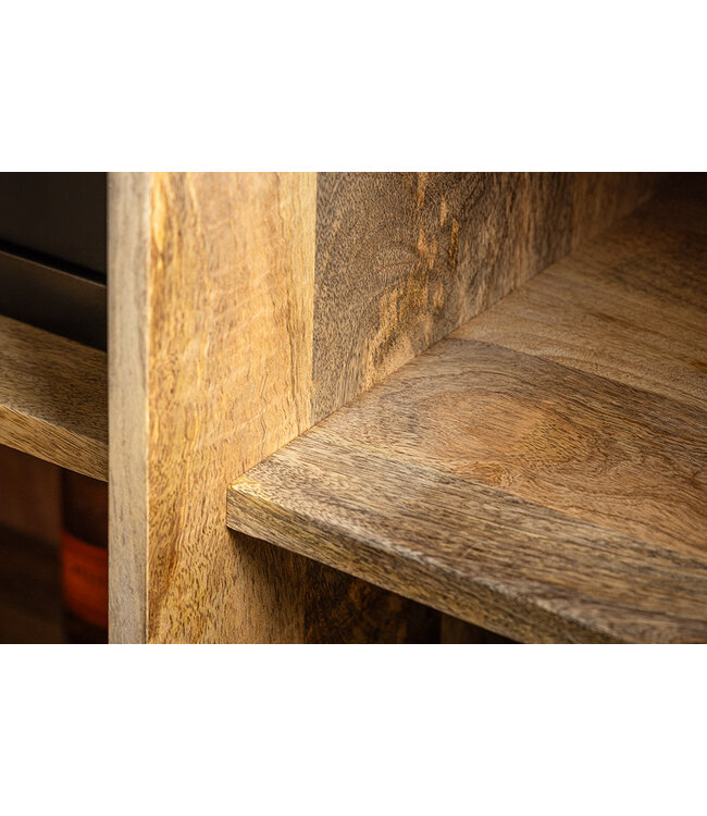 Invicta Interior Massief Highboard LION 140cm Wit Mango Hout Metaal 3D Houtsnijwerk Kunstwerk  - 45851