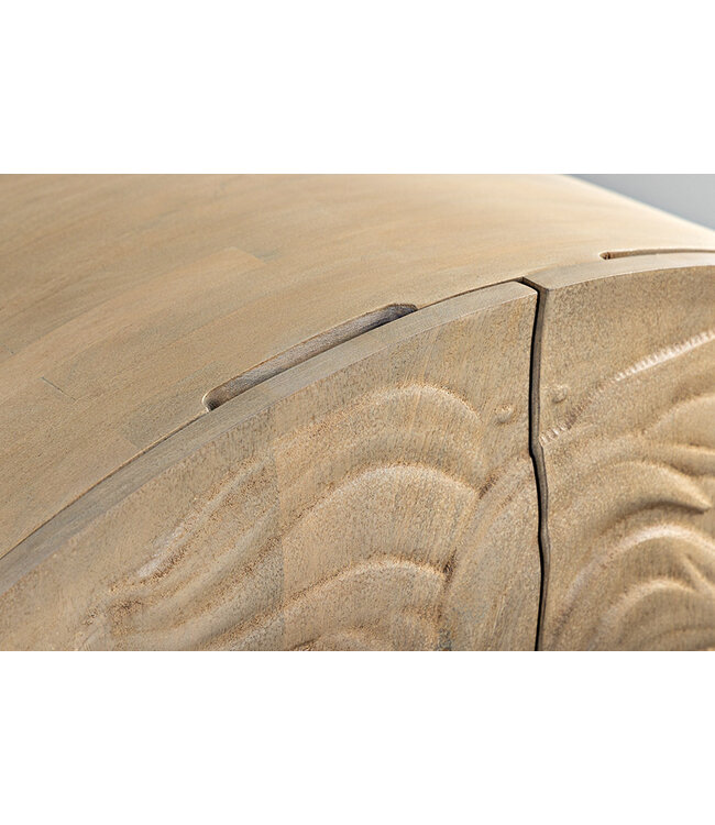 Invicta Interior Massief Highboard LION 140cm Wit Mango Hout Metaal 3D Houtsnijwerk Kunstwerk  - 45851