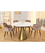 Invicta Interior Ronde eettafel ELEGANCIA 100cm messing wit marmer ijzer met zuilvoet - 44859