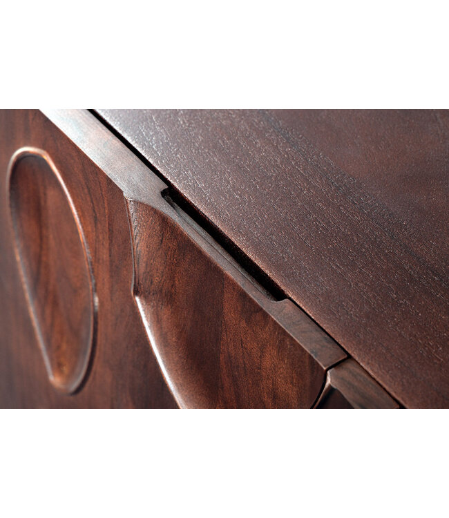 Invicta Interior Massief dressoir DUNE 175cm walnootbruin acaciahout 3D design zwart metaal - 45596