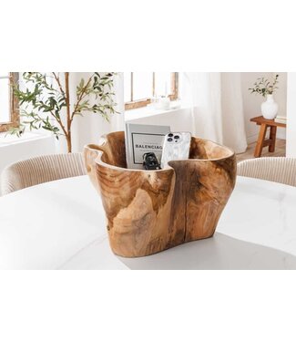 Invicta Interior Unieke schaal FLOWERS 45cm naturel teakhout gemaakt van wortelhout - 44707