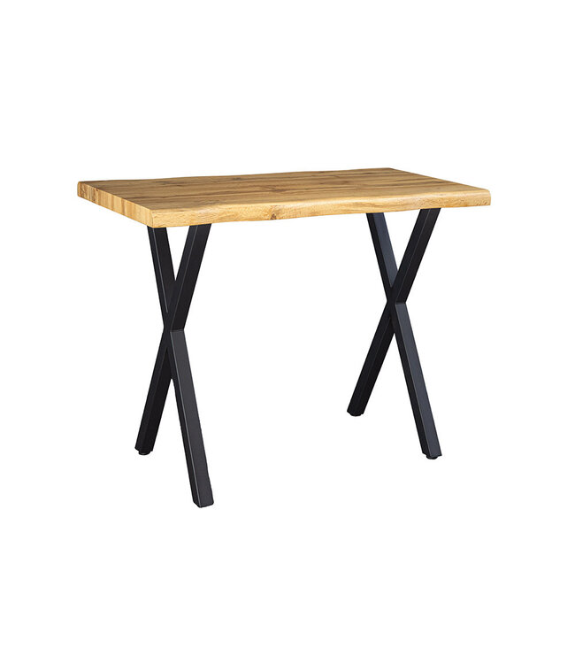 Invicta Interior Industriële bartafel WILD 120cm bruin wild eiken look zwart metalen X-poot - 45080